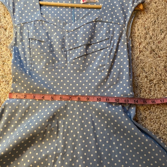 Blue and white polkadot chambray dress - Picture 4 of 6